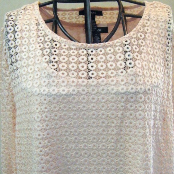 Pink Crochet Lace Alfani Top with Tank Set Size Medium NWT - Picture 5 of 10